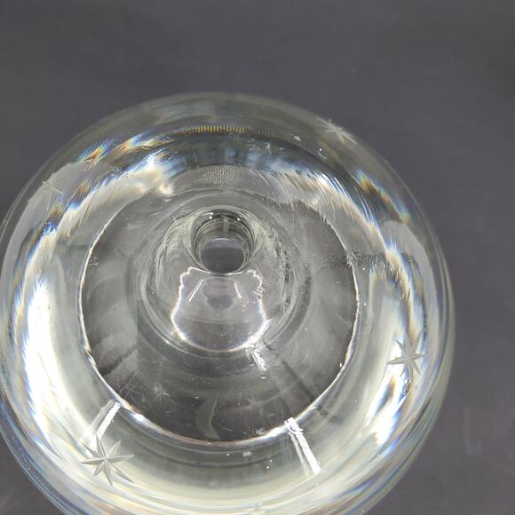 Blown Crystal Moon & Stars Etched Clear Bubbble Art Glass Vase MCM Poland 2 Side - Picture 7 of 10